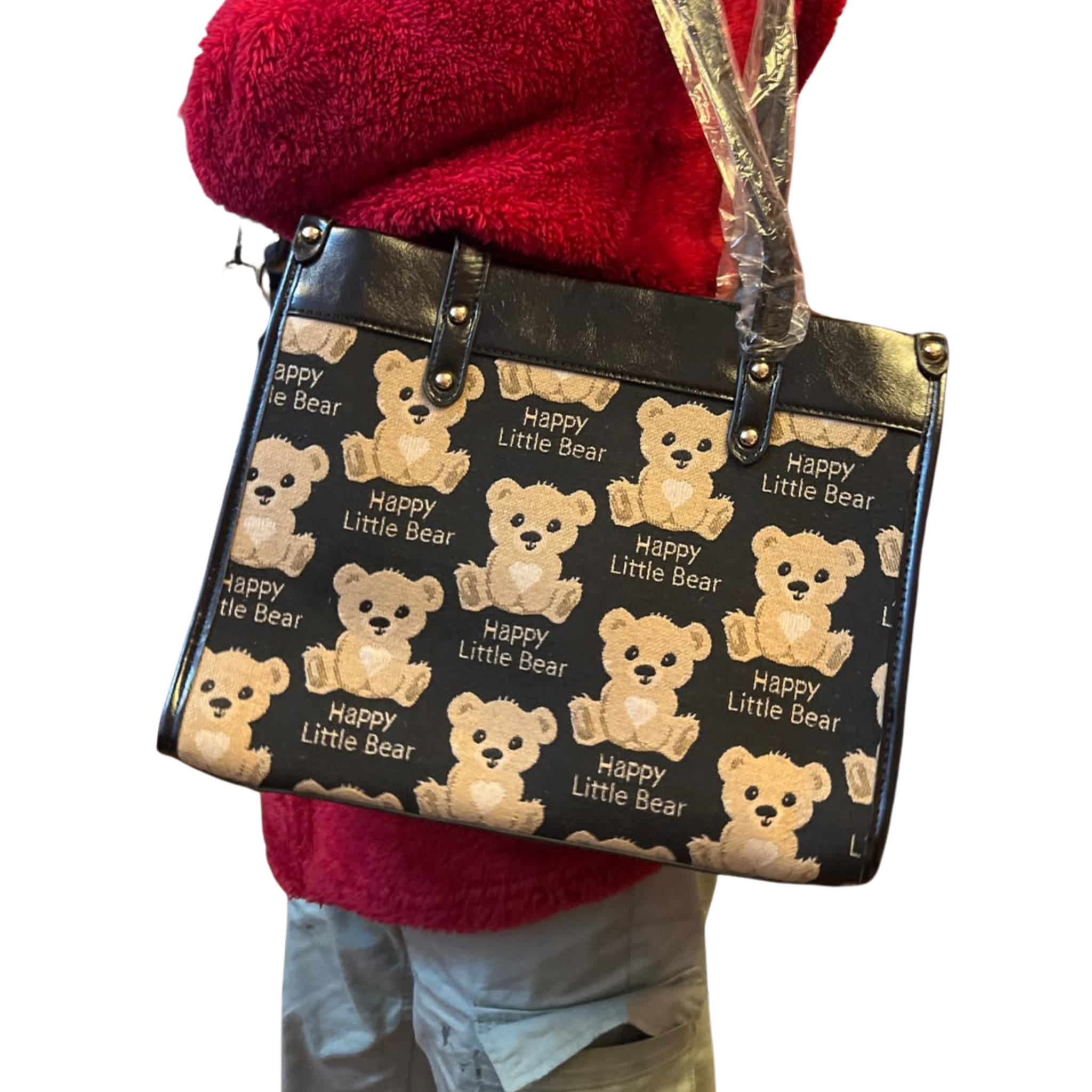 Bolso tote estampado ositos - Negro