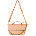 Cartera de mano con broche dorado y cadena - Rosa