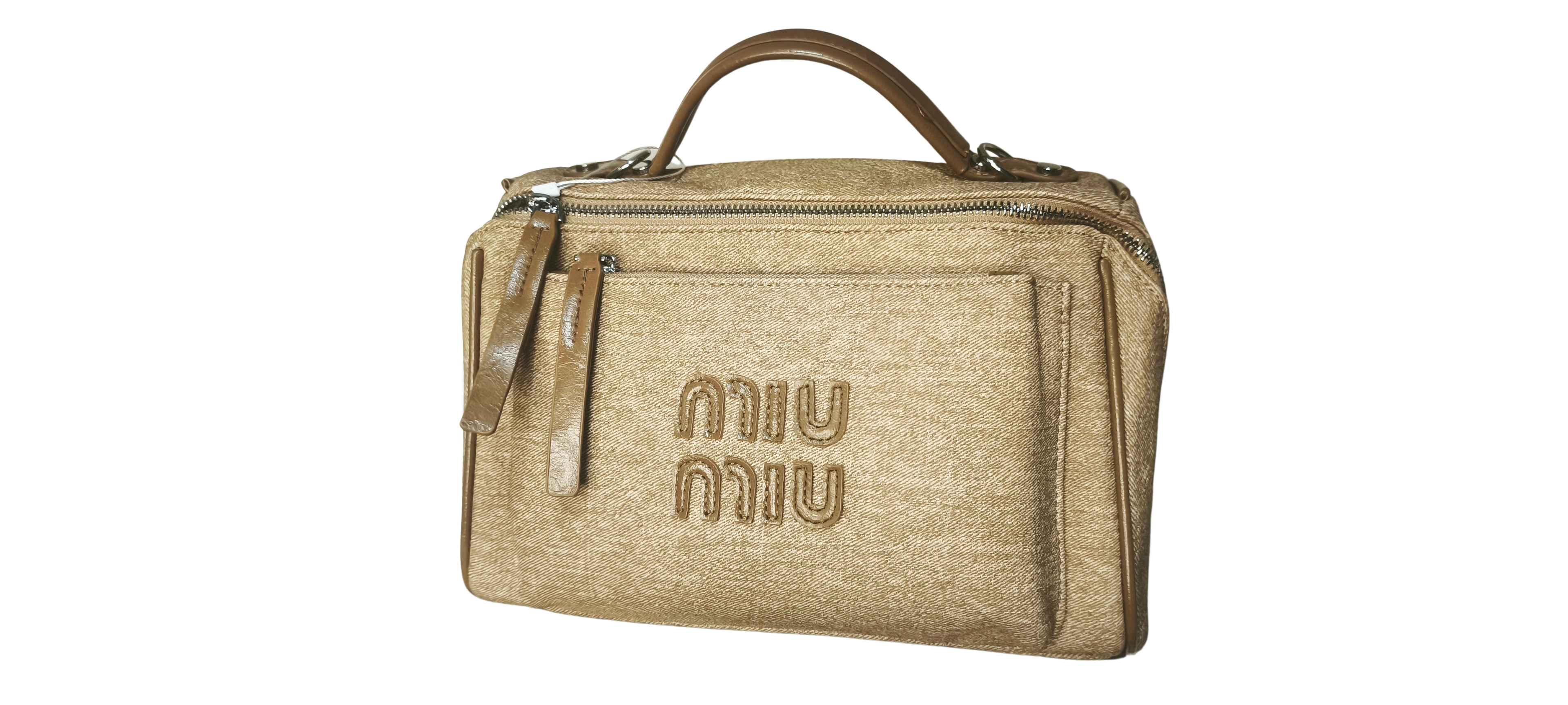 👜 Cartera Miu Miu Beige Denim Texturizado