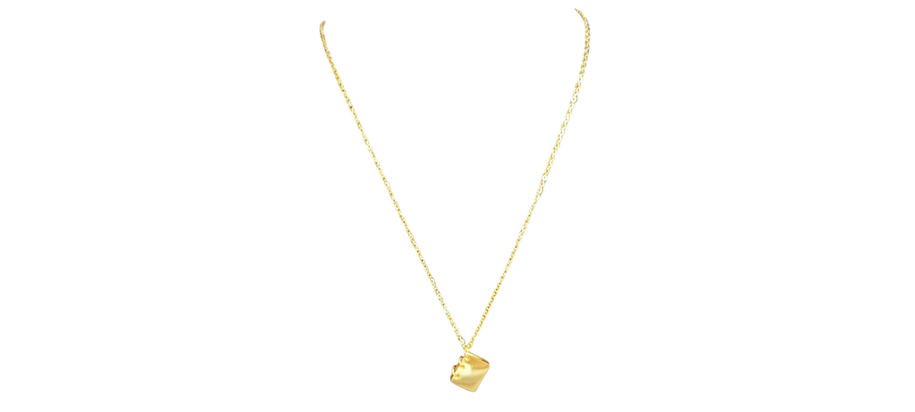 Collar Minimalista con Dije Metálico Dorado – Acero Inoxidable Antialérgico