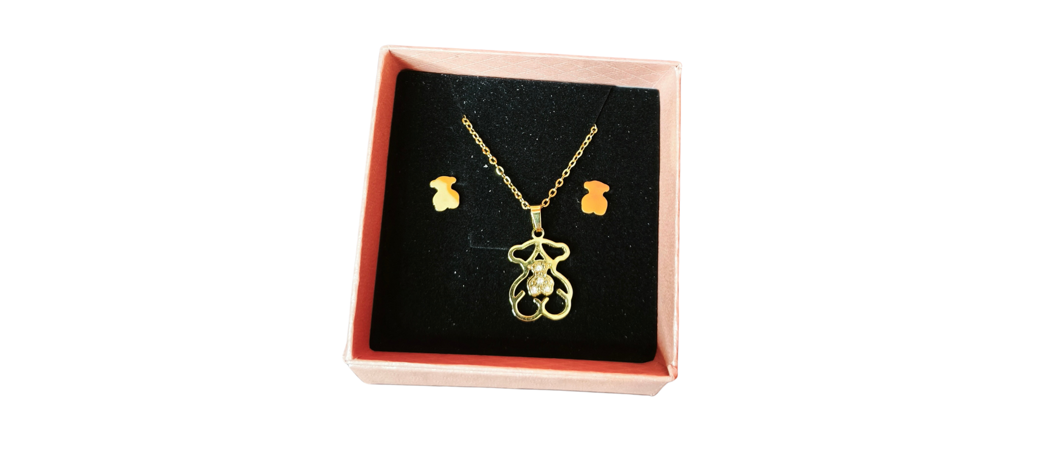 Set Collar y Aros Osito Elegante con Detalle de Cristal ✨🐻