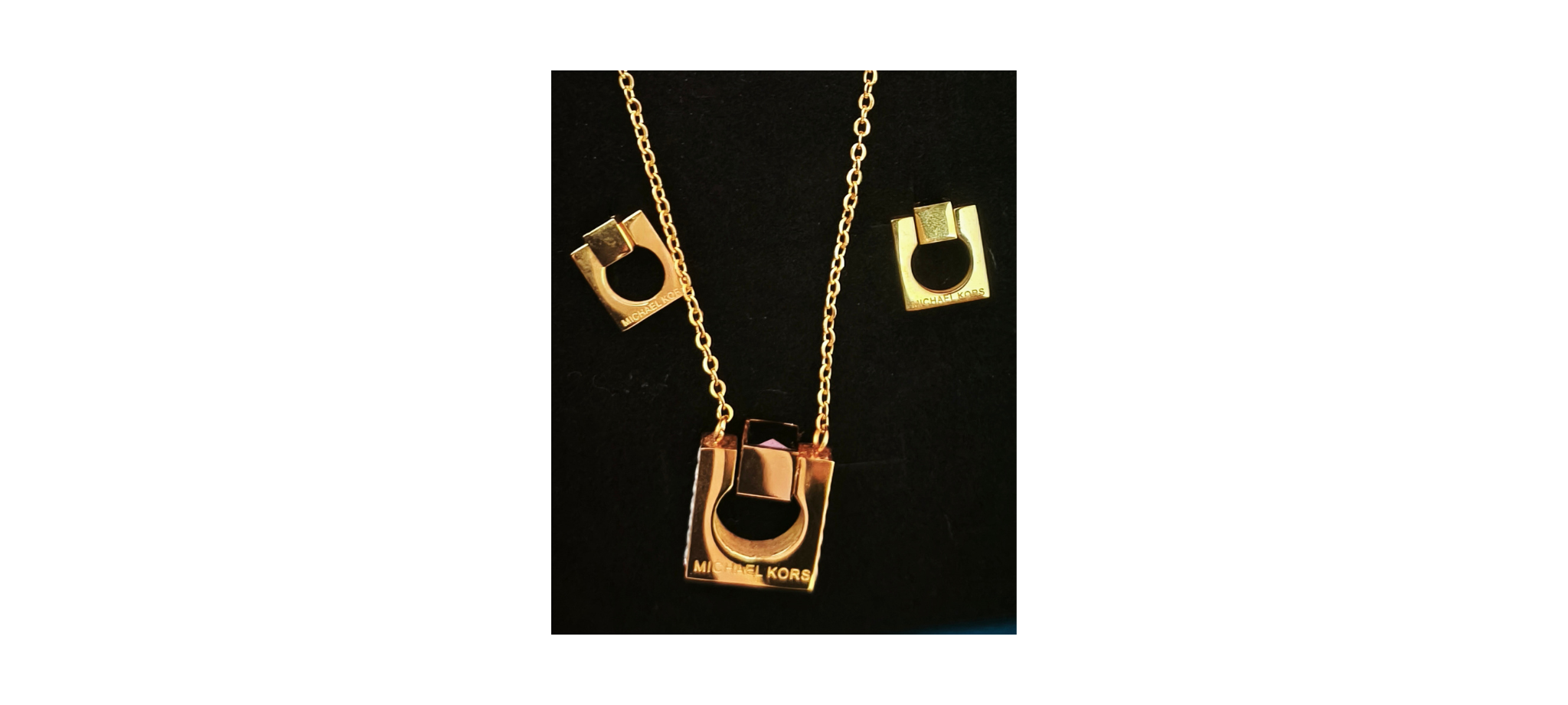 Set Collar y Aros Michael Kors con Diseño Cuadrado Minimalista ✨⬛