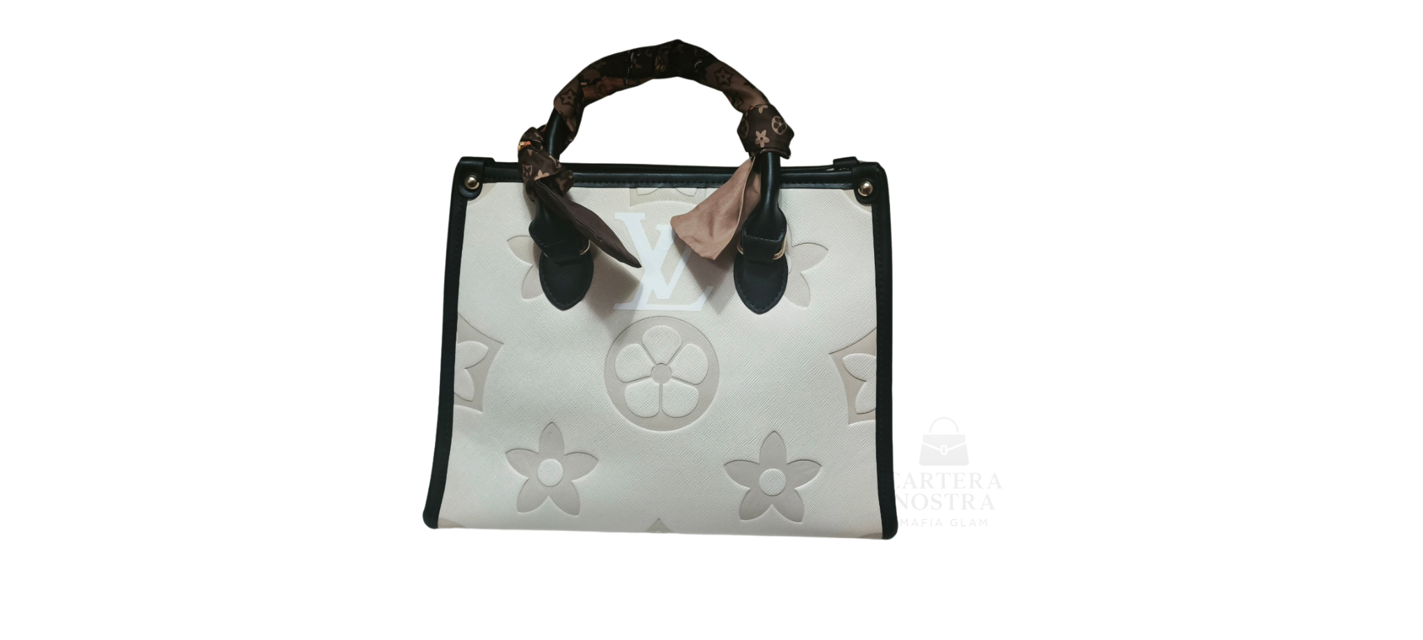 Cartera Luxury Monograma Beige & Negro – Estilo Premium