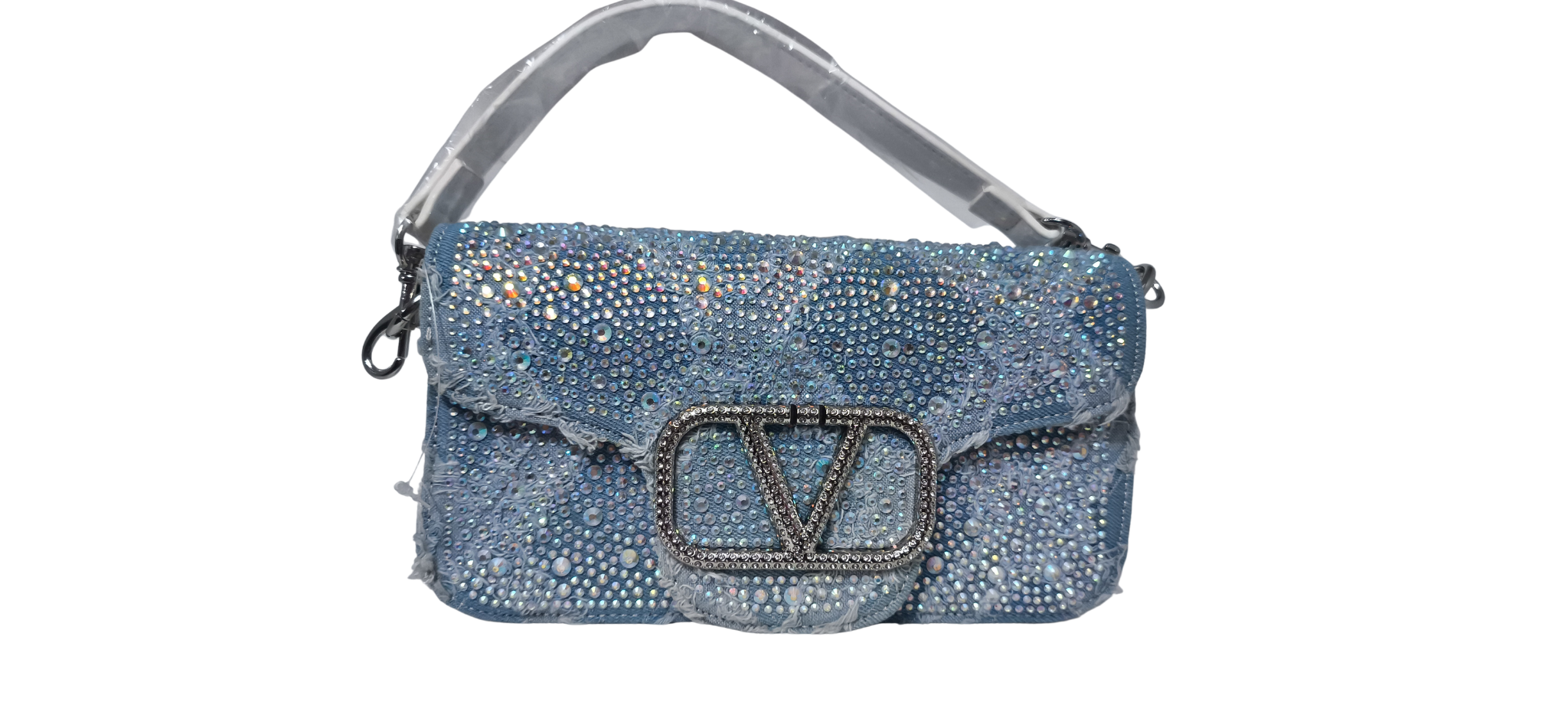Cartera Luxury Ice Blue – Modelo Gala Crystal | Brillos Holográficos