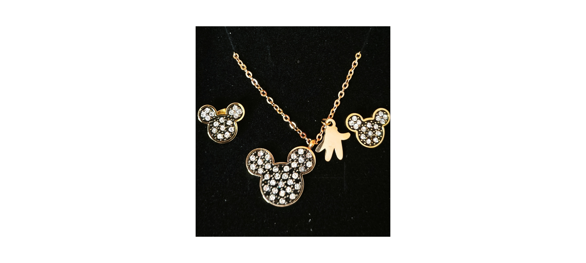 Set Collar y Aros Mickey Dorado con Cristales ✨🐭