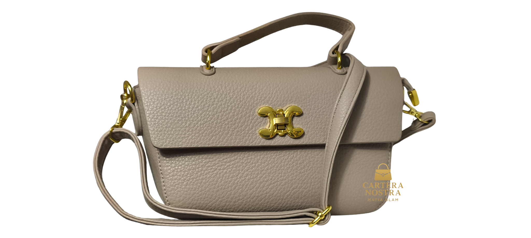 Cartera Beige Elegante – Hebilla Dorada Premium