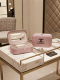 Estuche Organizador de Joyas con Espejo - Textura Brillante Rosa